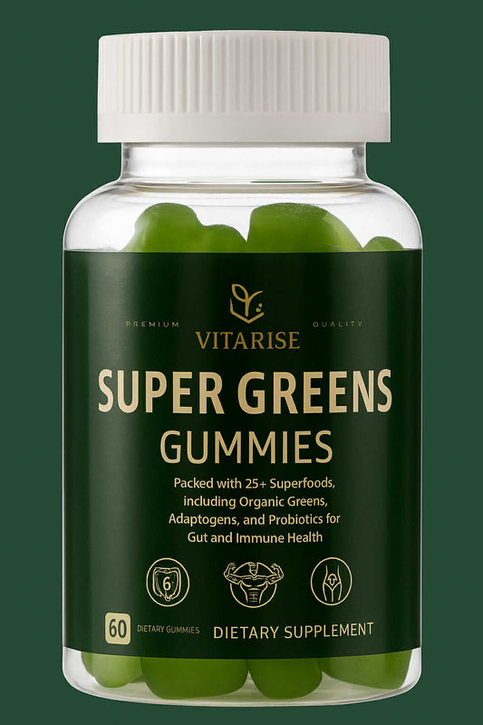 VITARISE Super Greens Gummies – Organic Greens, Probiotics & Adaptogens for Gut & Immune Health (60 Gummies)