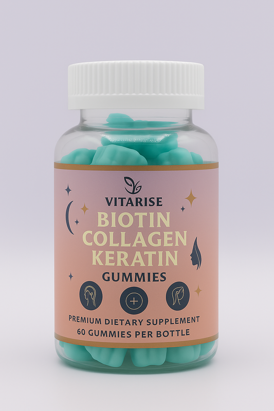 VITARISE Biotin + Collagen + Keratin Gummies – Hair, Skin & Nail Support (60 Gummies)
