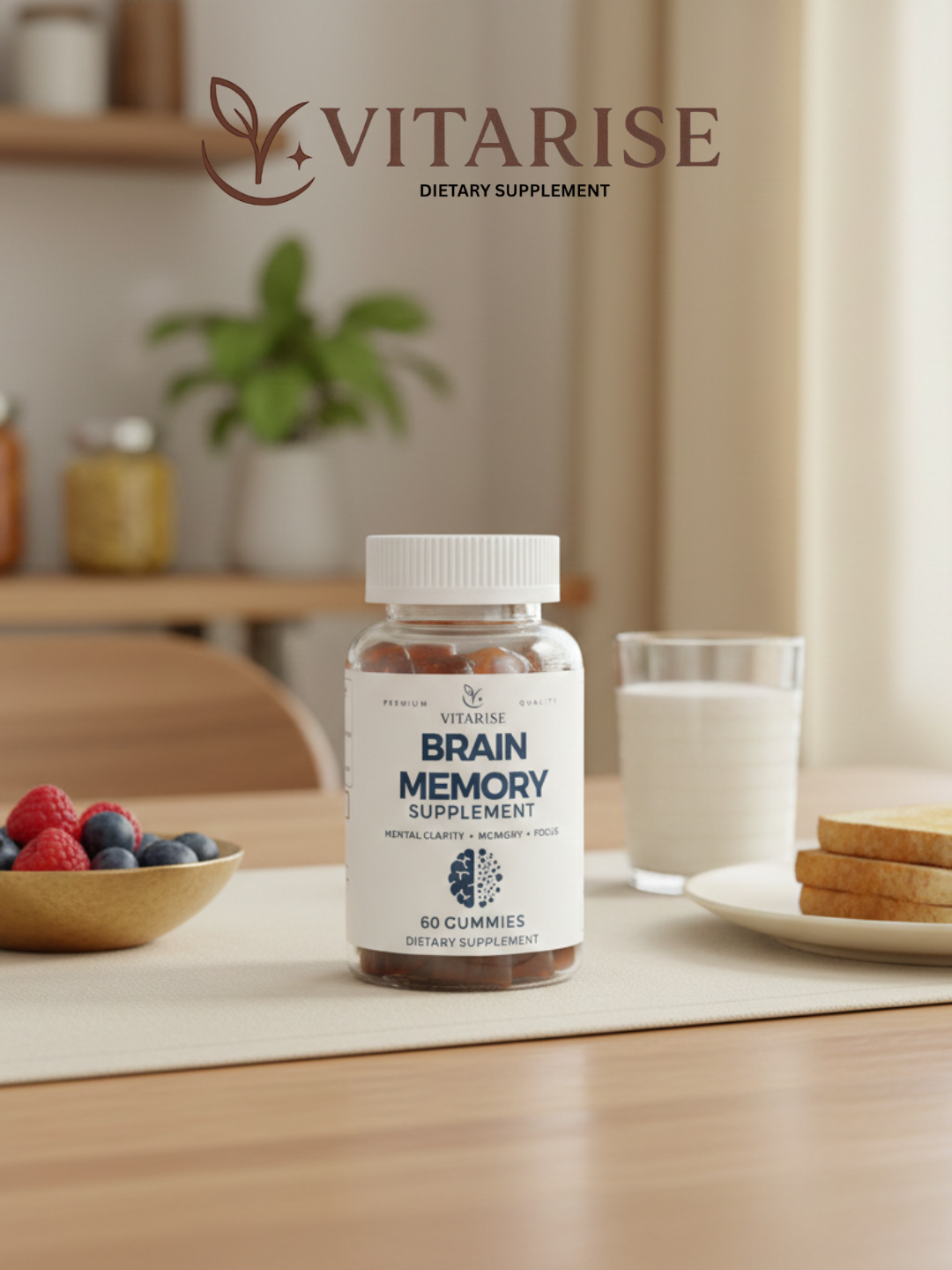 VITARISE Brain Memory Gummies – Mental Clarity, Focus & Cognitive Support (60 Gummies)