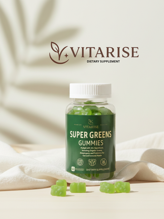 VITARISE Super Greens Gummies – Organic Greens, Probiotics & Adaptogens for Gut & Immune Health (60 Gummies)